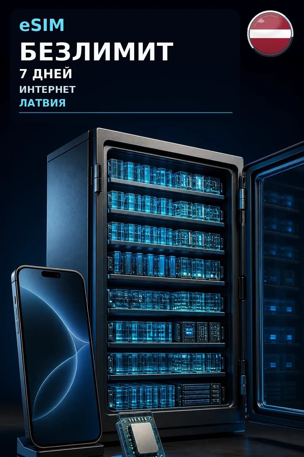 eSIM Латвия — БЕЗЛИМИТ, 7 дней — интернет