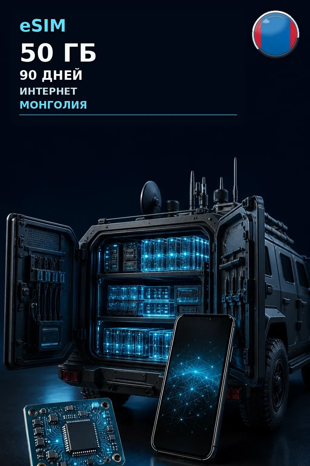 eSIM Монголия — 50 ГБ, 90 дней — интернет