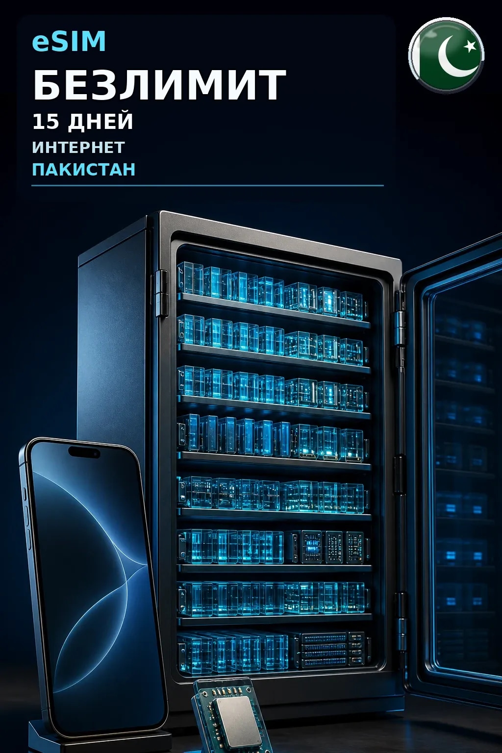 eSIM Пакистан — БЕЗЛИМИТ, 15 дней — интернет