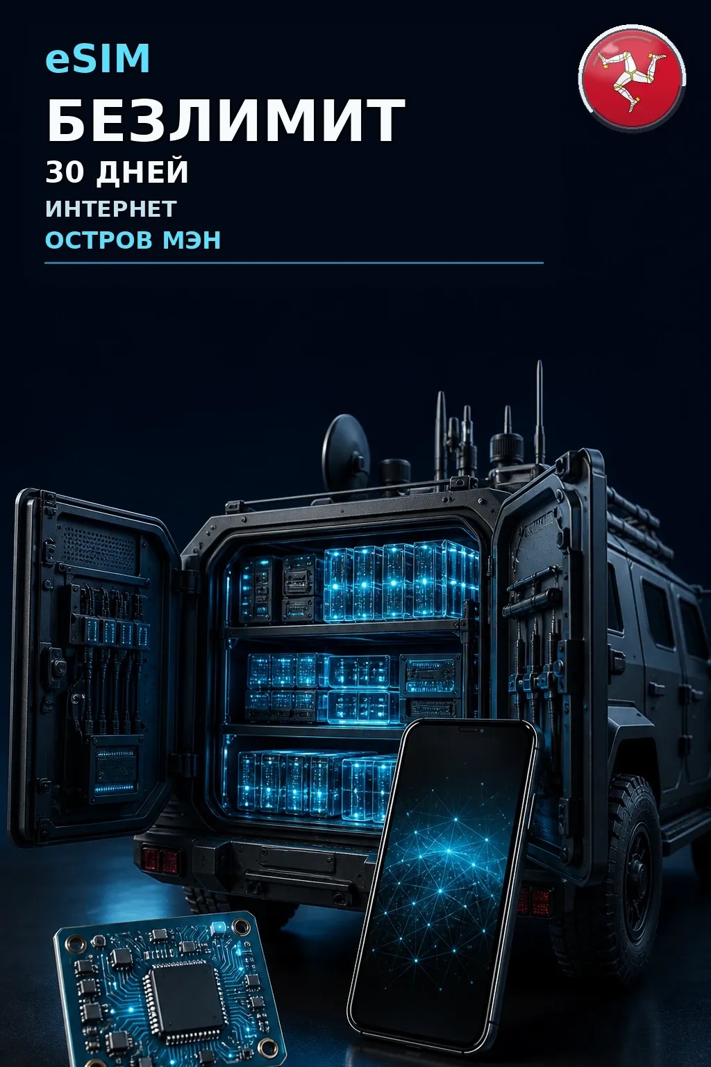 eSIM Остров Мэн — БЕЗЛИМИТ, 30 дней — интернет