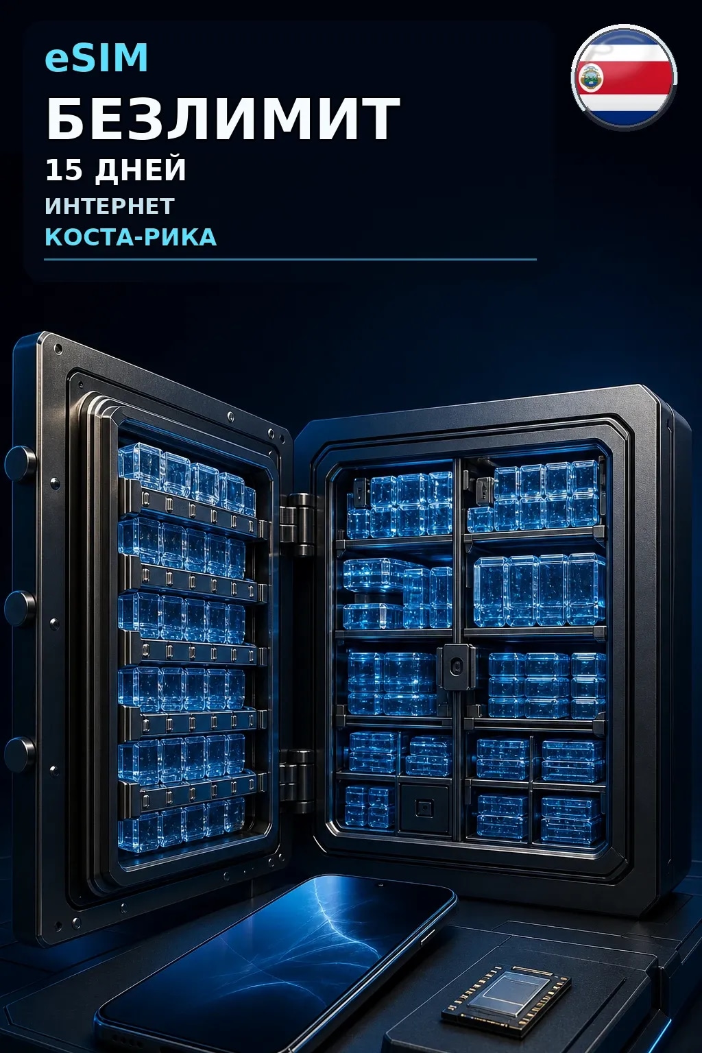 eSIM Коста-Рика — БЕЗЛИМИТ, 15 дней — интернет