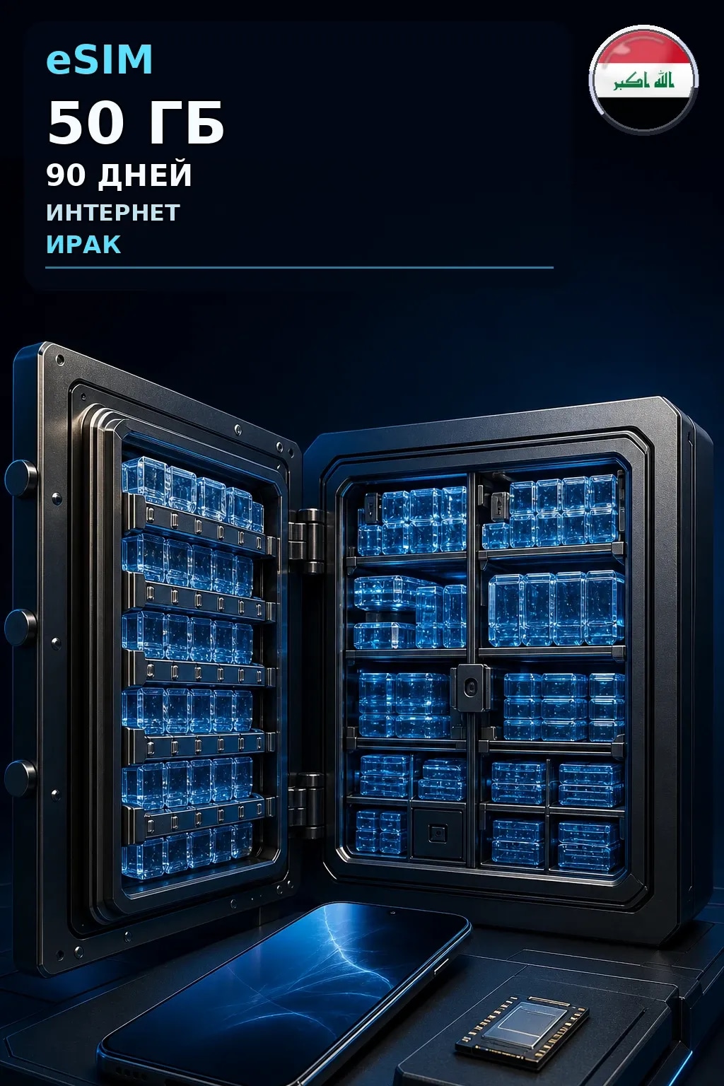 eSIM Ирак — 50 ГБ, 90 дней — интернет