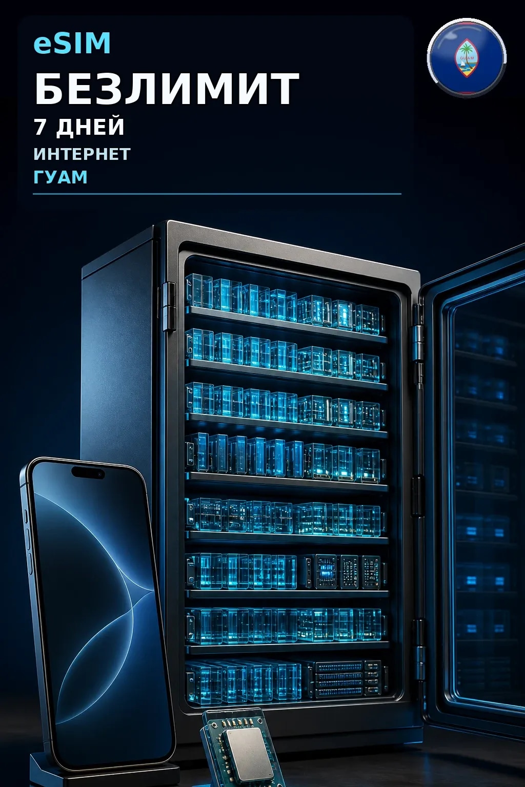 eSIM Гуам — БЕЗЛИМИТ, 7 дней — интернет