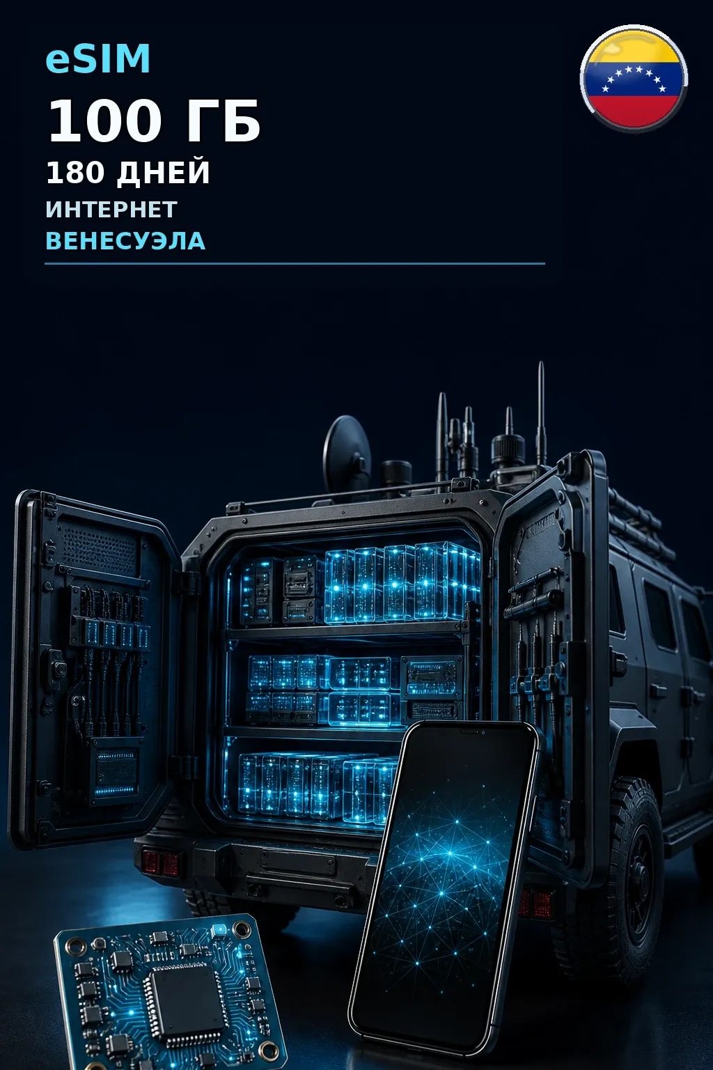 eSIM Венесуэла — 100 ГБ, 180 дней — интернет