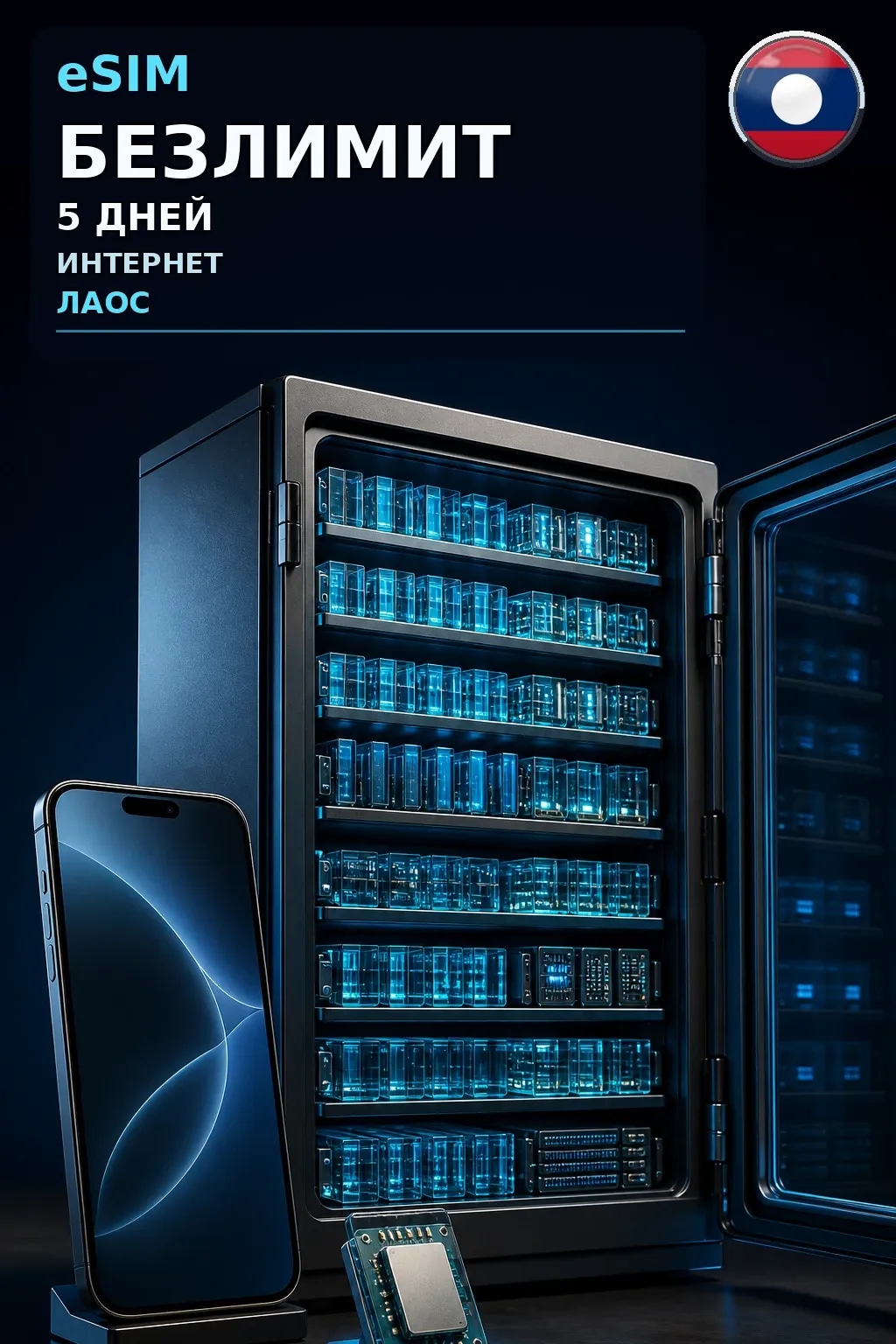 eSIM Лаос — БЕЗЛИМИТ, 5 дней — интернет