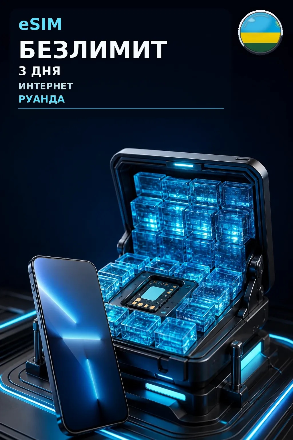 eSIM Руанда — БЕЗЛИМИТ, 3 дня — интернет