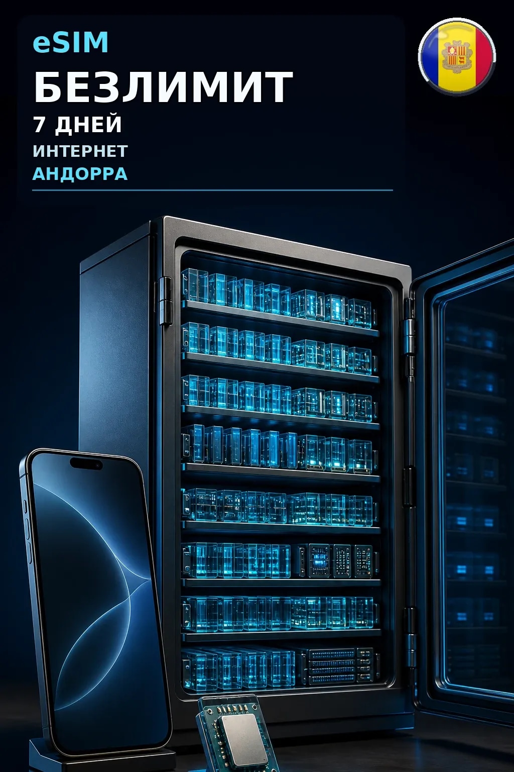 eSIM Андорра — БЕЗЛИМИТ, 7 дней — интернет