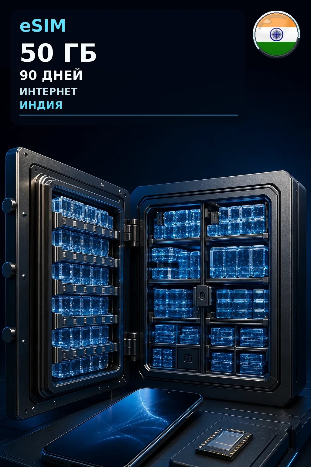 eSIM Индия — 50 ГБ, 90 дней — интернет