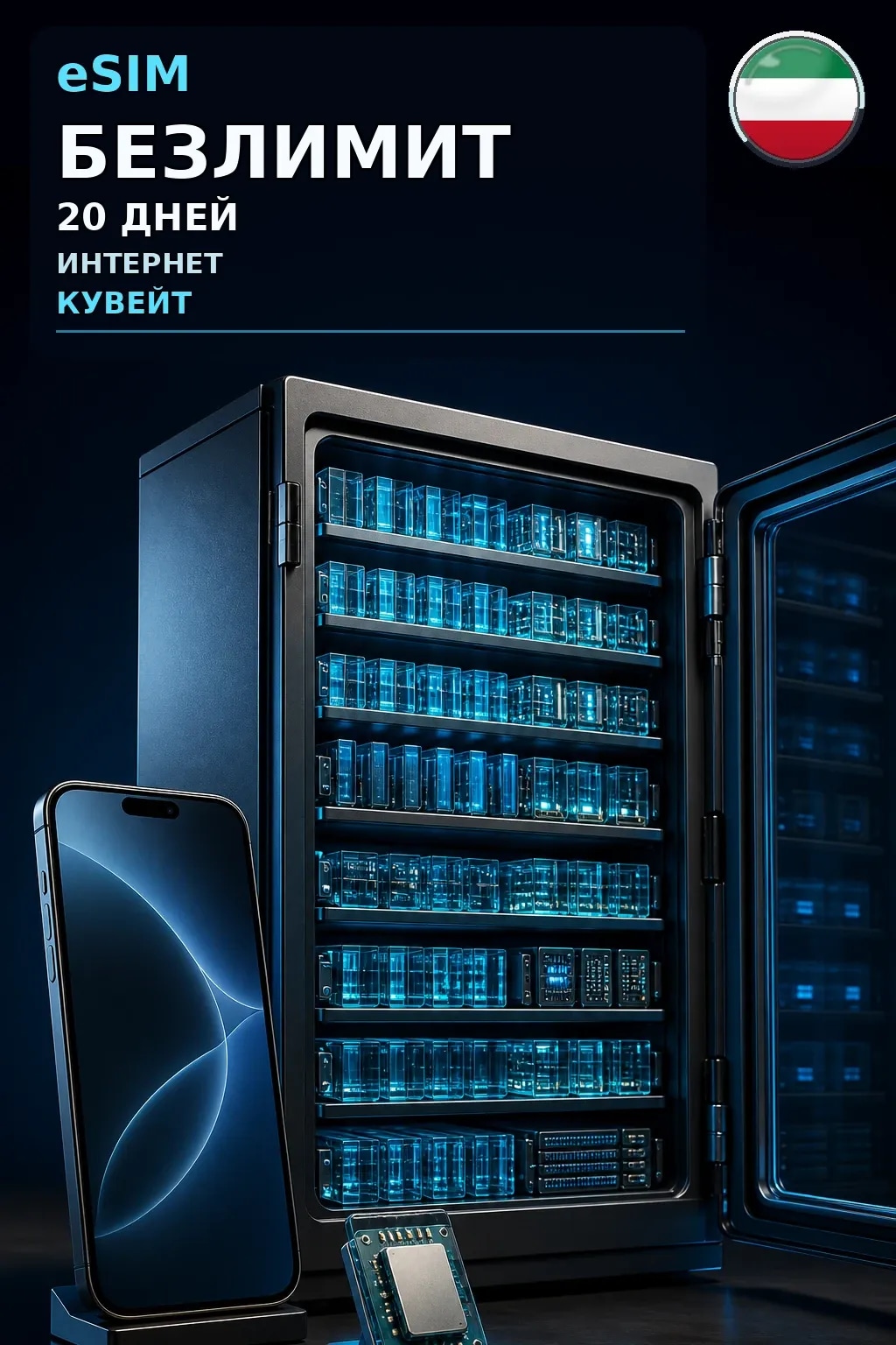 eSIM Кувейт — БЕЗЛИМИТ, 20 дней — интернет