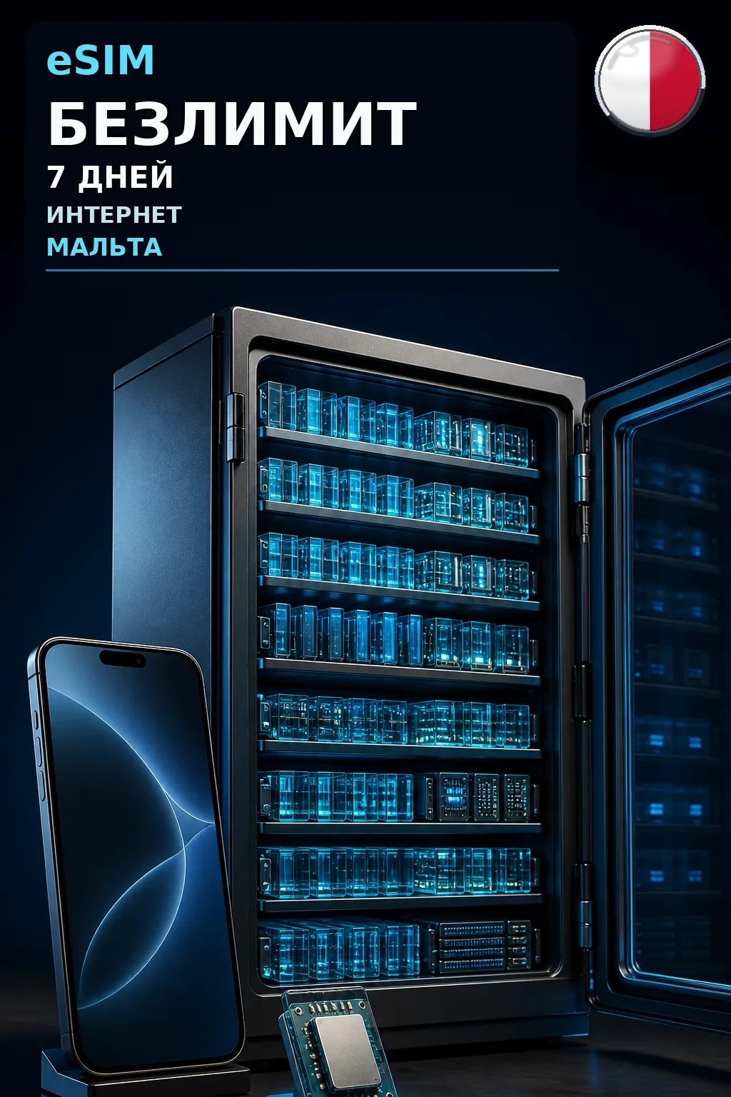 eSIM Мальта — БЕЗЛИМИТ, 7 дней — интернет