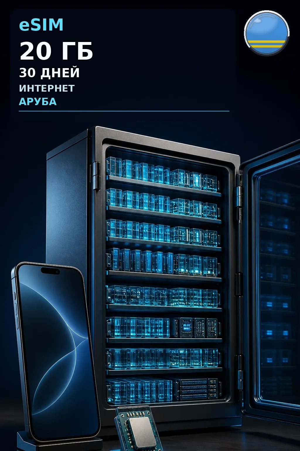 eSIM Аруба — 20 ГБ, 30 дней — интернет