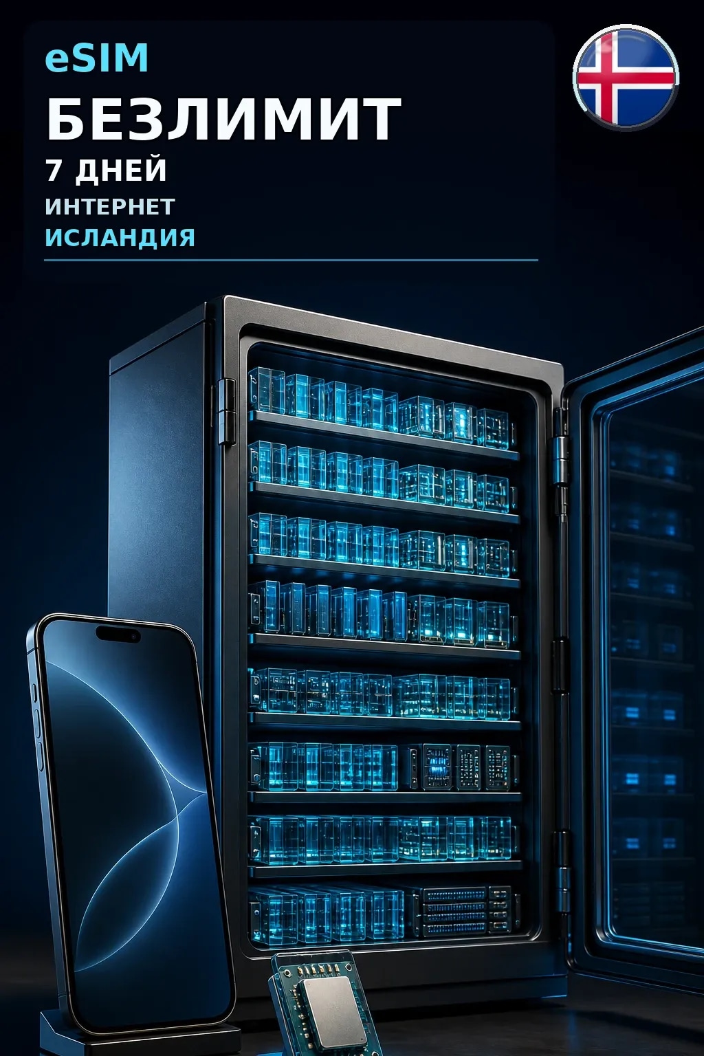 eSIM Исландия — БЕЗЛИМИТ, 7 дней — интернет