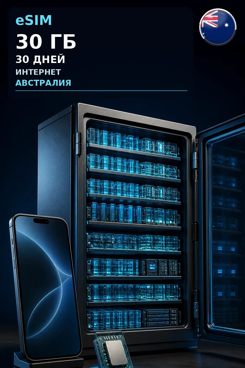eSIM Австралия — 30 ГБ, 30 дней — интернет