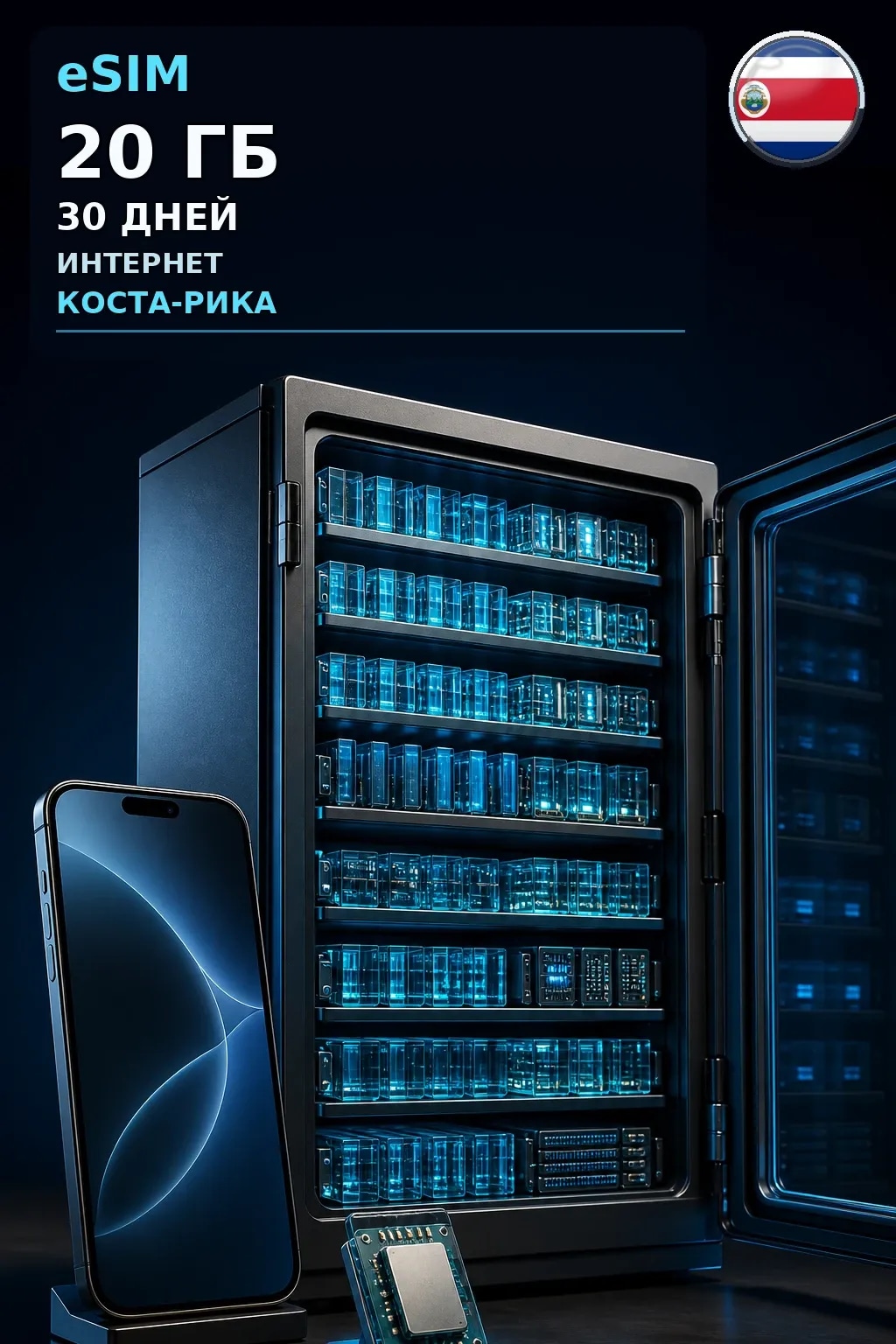 eSIM Коста-Рика — 20 ГБ, 30 дней — интернет