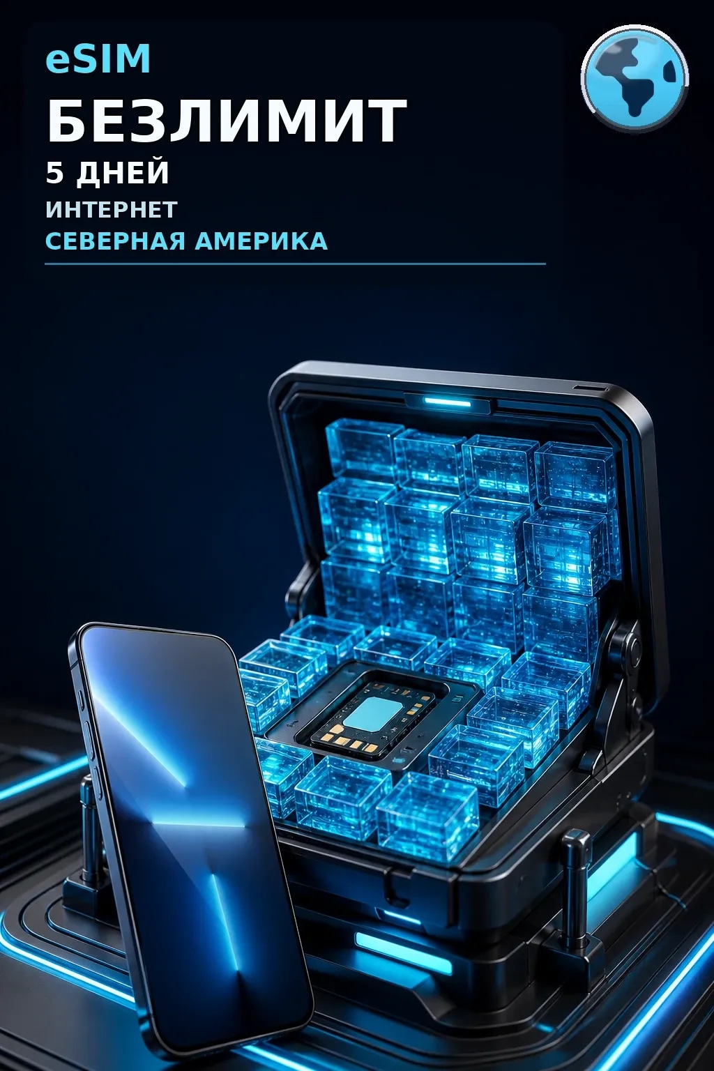 eSIM Северная Америка — БЕЗЛИМИТ, 5 дней — интернет