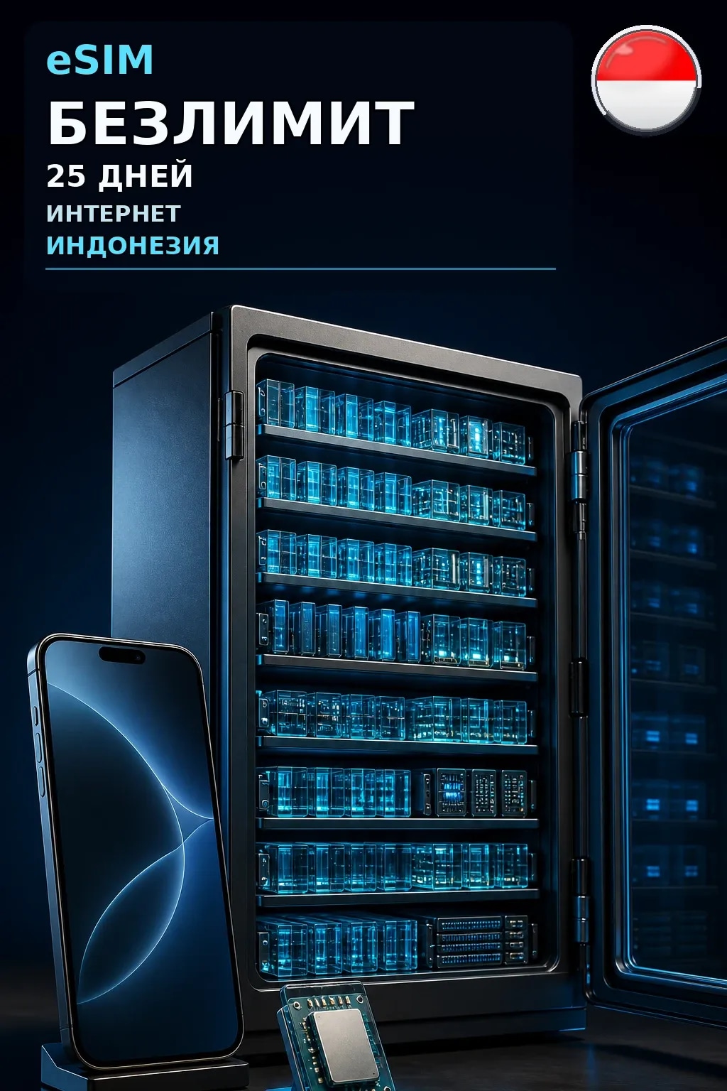 eSIM Индонезия — БЕЗЛИМИТ, 25 дней — интернет