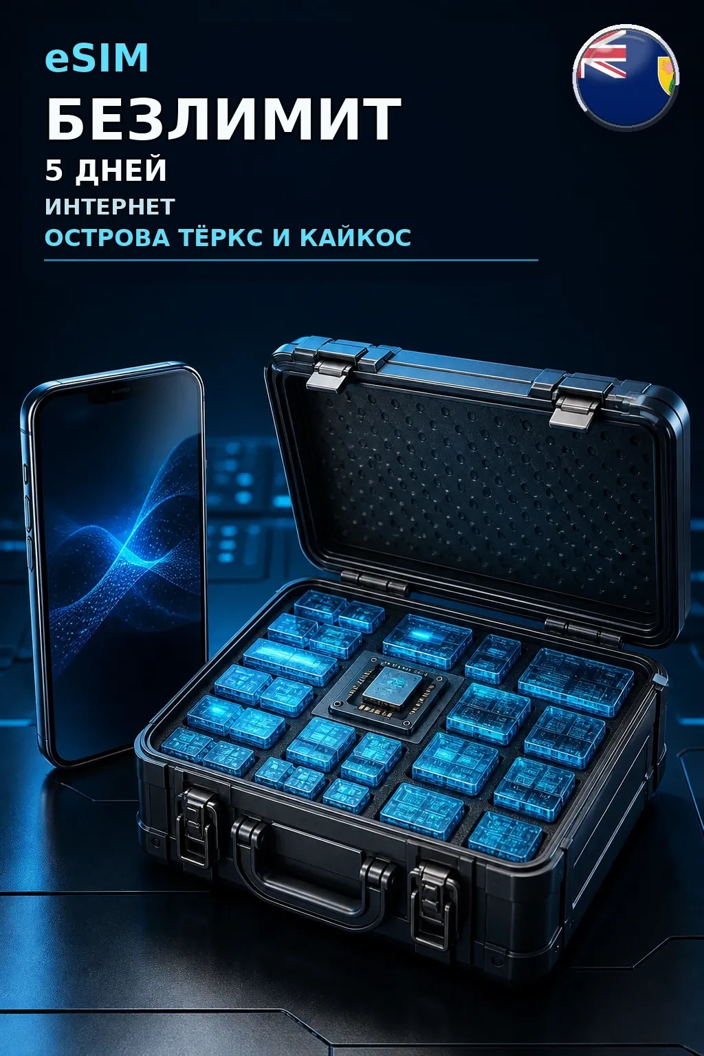 eSIM Острова Тёркс и Кайкос — БЕЗЛИМИТ, 5 дней — интернет
