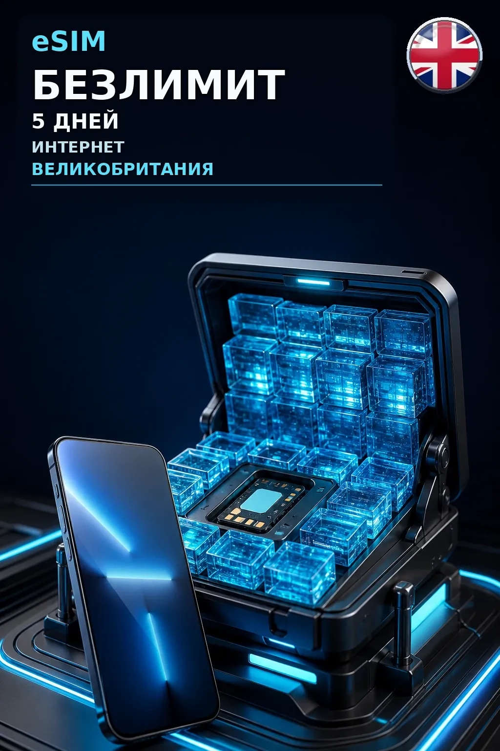 eSIM Великобритания — БЕЗЛИМИТ, 5 дней — интернет