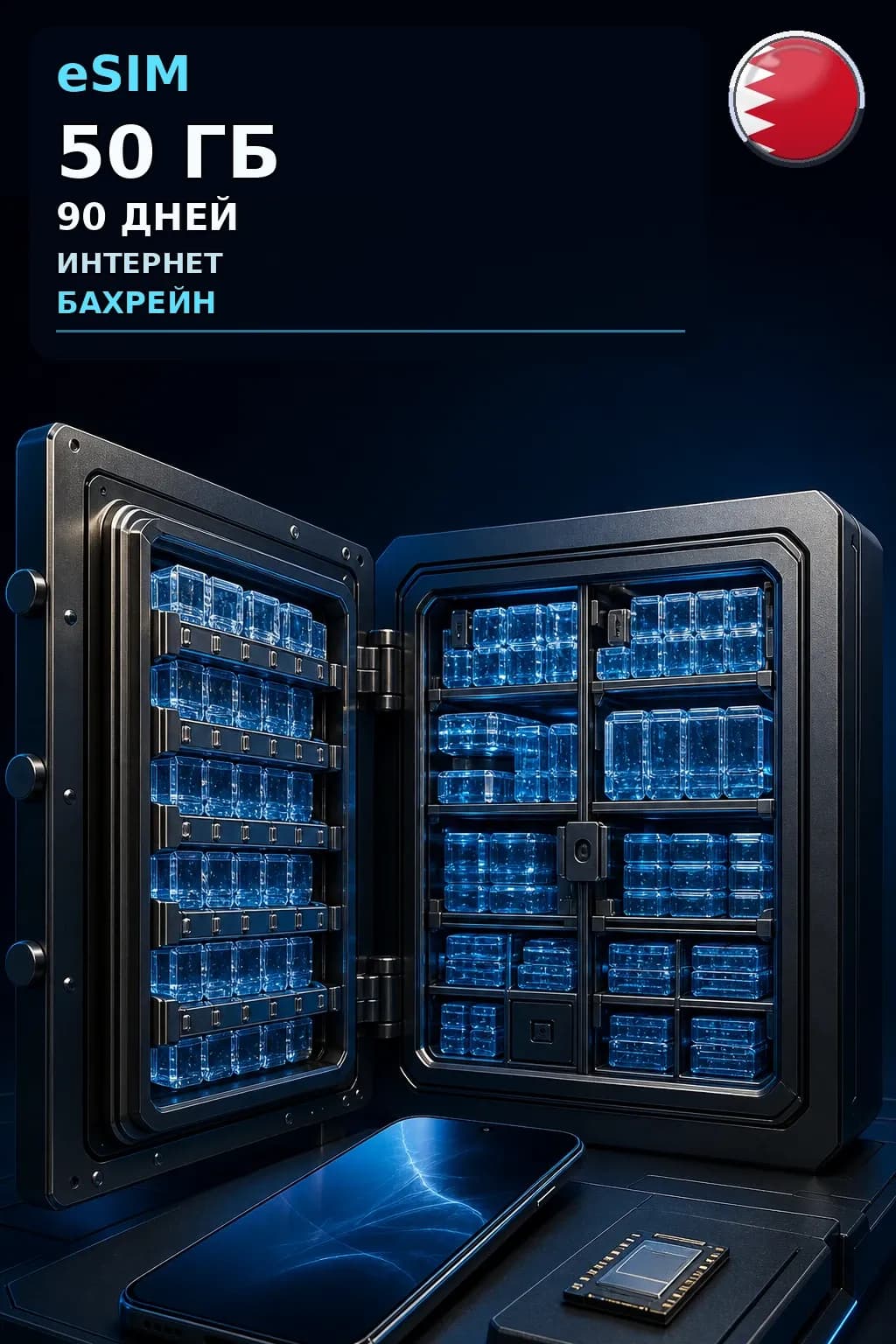 eSIM Бахрейн — 50 ГБ, 90 дней — интернет