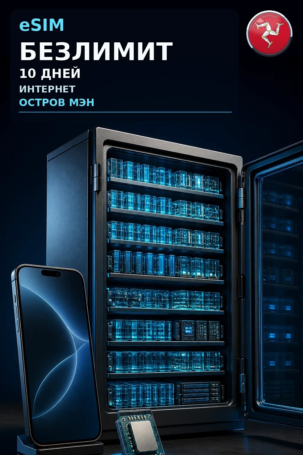 eSIM Остров Мэн — БЕЗЛИМИТ, 10 дней — интернет