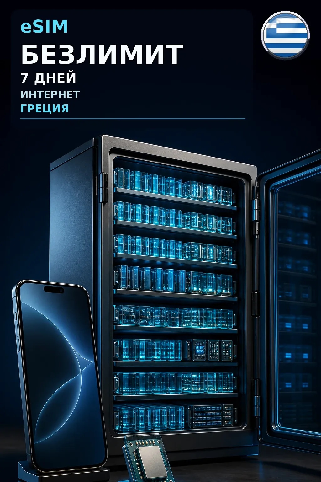 eSIM Греция — БЕЗЛИМИТ, 7 дней — интернет
