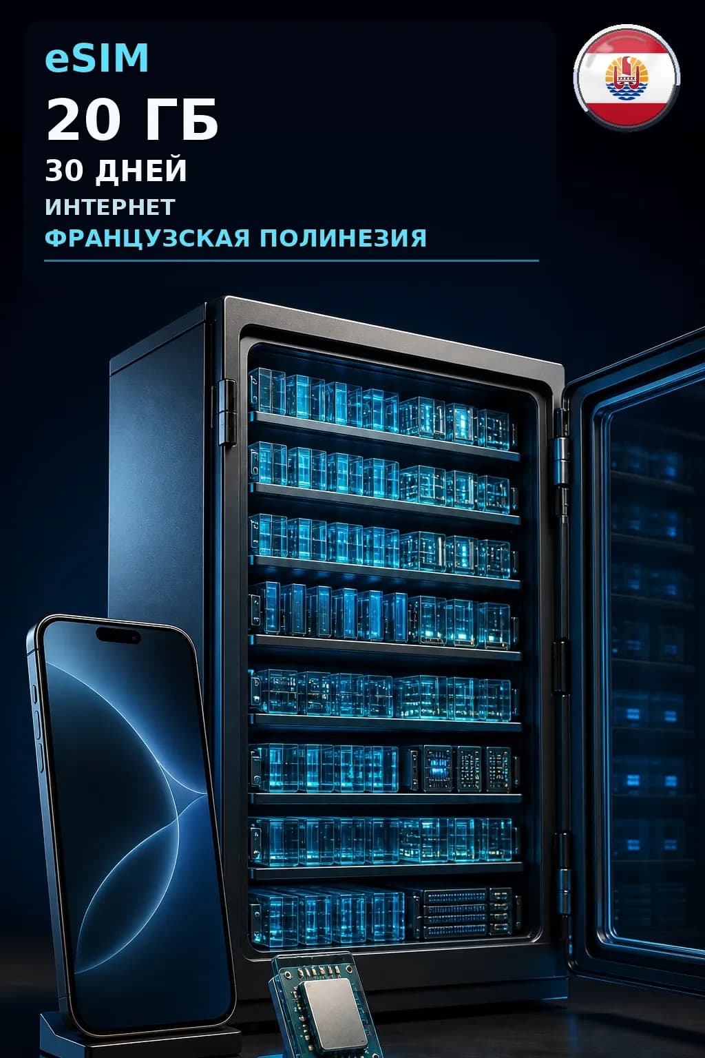 eSIM Французская Полинезия — 20 ГБ, 30 дней — интернет